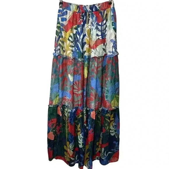 Anthropologie Hutch Medium tiered layered floral print boho pull on maxi skirt - Picture 3 of 7